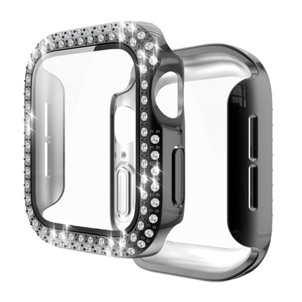 Electroplating PC Double Rows Diamond Protective Case with Tempered Glass Film For Apple Watch Series, 3 & 2 & 1 38mm, 3 & 2 & 1 42mm - DealBuddy