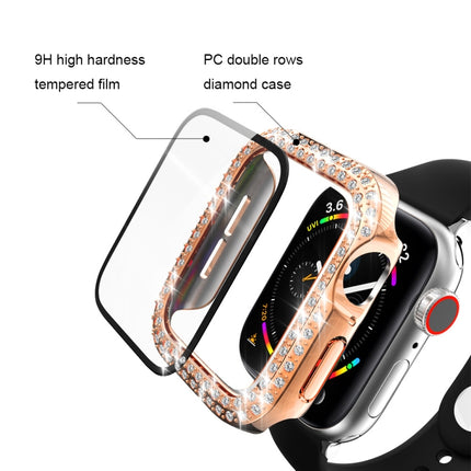 Electroplating PC Double Rows Diamond Protective Case with Tempered Glass Film For Apple Watch Series, 3 & 2 & 1 38mm, 3 & 2 & 1 42mm - DealBuddy