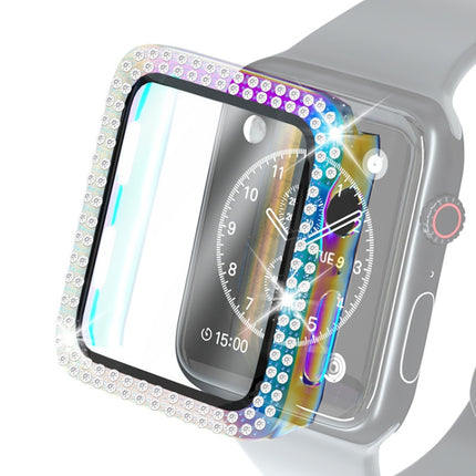 Electroplating PC Double Rows Diamond Protective Case with Tempered Glass Film For Apple Watch Series, 3 & 2 & 1 38mm, 3 & 2 & 1 42mm - DealBuddy