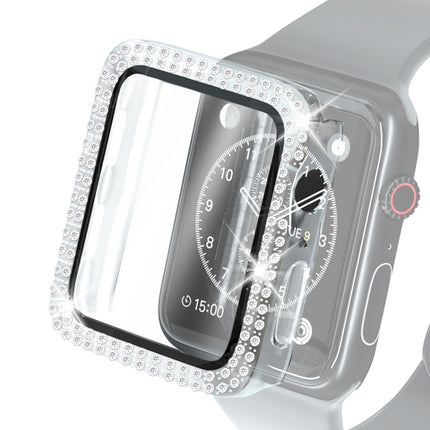 Electroplating PC Double Rows Diamond Protective Case with Tempered Glass Film For Apple Watch Series