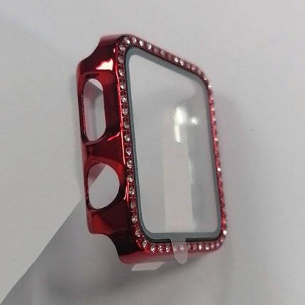 Electroplating PC Single Row Diamond Protective Case with Tempered Glass Film For Apple Watch Series, 3 & 2 & 1 38mm, 3 & 2 & 1 42mm - DealBuddy