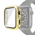 Electroplating PC Single Row Diamond Protective Case with Tempered Glass Film For Apple Watch Series, 3 & 2 & 1 38mm, 3 & 2 & 1 42mm - DealBuddy