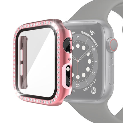 Electroplating PC Single Row Diamond Protective Case with Tempered Glass Film For Apple Watch Series