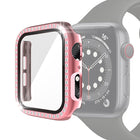 Electroplating PC Single Row Diamond Protective Case with Tempered Glass Film For Apple Watch Series