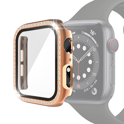 Electroplating PC Single Row Diamond Protective Case with Tempered Glass Film For Apple Watch Series, 3 & 2 & 1 38mm, 3 & 2 & 1 42mm - DealBuddy