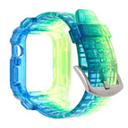 Blue And Green Horizontal. - Silver Buckle
