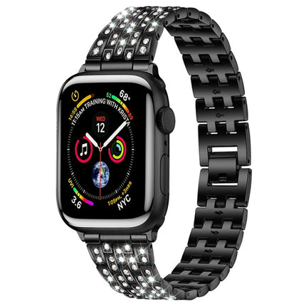 Five-beads Diamond Steel Replacement Strap Watchband For Apple Watch Series, 7 41mm / 6 & SE & 5 & 4 40mm / 3 & 2 & 1 38mm, 7 45mm / 6 & SE & 5 & 4 44mm / 3 & 2 & 1 42mm - DealBuddy