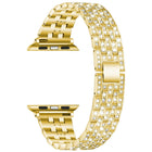 Five-beads Diamond Steel Replacement Strap Watchband For Apple Watch Series, 7 41mm / 6 & SE & 5 & 4 40mm / 3 & 2 & 1 38mm, 7 45mm / 6 & SE & 5 & 4 44mm / 3 & 2 & 1 42mm - DealBuddy