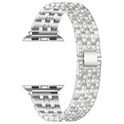 Five-beads Diamond Steel Replacement Strap Watchband For Apple Watch Series, 7 41mm / 6 & SE & 5 & 4 40mm / 3 & 2 & 1 38mm, 7 45mm / 6 & SE & 5 & 4 44mm / 3 & 2 & 1 42mm - DealBuddy