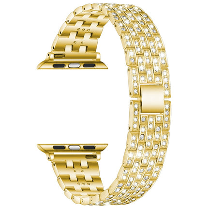 Five-beads Diamond Steel Replacement Strap Watchband For Apple Watch Series, 7 41mm / 6 & SE & 5 & 4 40mm / 3 & 2 & 1 38mm, 7 45mm / 6 & SE & 5 & 4 44mm / 3 & 2 & 1 42mm - DealBuddy