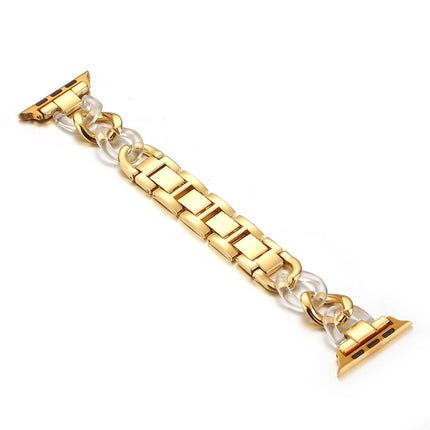 Cowboy Chain + Resin Metal Replacement Strap Watchband For Apple Watch Series, 7 41mm / 6 & SE & 5 & 4 40mm / 3 & 2 & 1 38mm, 7 45mm / 6 & SE & 5 & 4 44mm / 3 & 2 & 1 42mm - DealBuddy