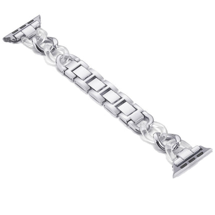 Cowboy Chain + Resin Metal Replacement Strap Watchband For Apple Watch Series, 7 41mm / 6 & SE & 5 & 4 40mm / 3 & 2 & 1 38mm, 7 45mm / 6 & SE & 5 & 4 44mm / 3 & 2 & 1 42mm - DealBuddy
