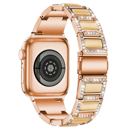 Three-beads Diamond + Gemstone Replacement Strap Watchband For Apple Watch Series, 7 41mm / 6 & SE & 5 & 4 40mm / 3 & 2 & 1 38mm, 7 45mm / 6 & SE & 5 & 4 44mm / 3 & 2 & 1 42mm - DealBuddy
