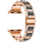 Three-beads Diamond + Gemstone Replacement Strap Watchband For Apple Watch Series, 7 41mm / 6 & SE & 5 & 4 40mm / 3 & 2 & 1 38mm, 7 45mm / 6 & SE & 5 & 4 44mm / 3 & 2 & 1 42mm - DealBuddy