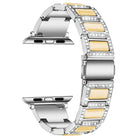 Three-beads Diamond + Gemstone Replacement Strap Watchband For Apple Watch Series, 7 41mm / 6 & SE & 5 & 4 40mm / 3 & 2 & 1 38mm, 7 45mm / 6 & SE & 5 & 4 44mm / 3 & 2 & 1 42mm - DealBuddy