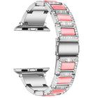 Three-beads Diamond + Gemstone Replacement Strap Watchband For Apple Watch Series, 7 41mm / 6 & SE & 5 & 4 40mm / 3 & 2 & 1 38mm, 7 45mm / 6 & SE & 5 & 4 44mm / 3 & 2 & 1 42mm - DealBuddy