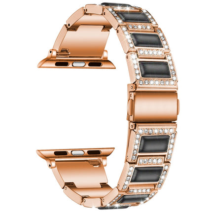 Three-beads Diamond + Gemstone Replacement Strap Watchband For Apple Watch Series, 7 41mm / 6 & SE & 5 & 4 40mm / 3 & 2 & 1 38mm, 7 45mm / 6 & SE & 5 & 4 44mm / 3 & 2 & 1 42mm - DealBuddy