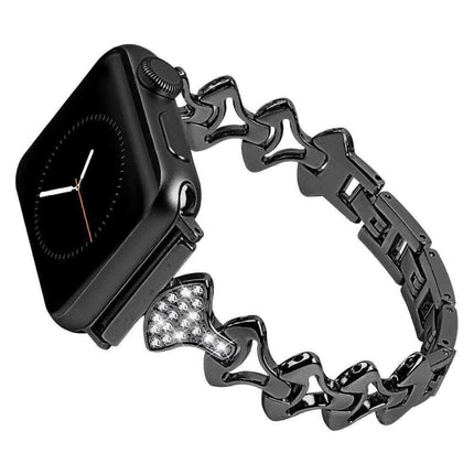 Sector Shape Diamond Metal Replacement Strap Watchband For Apple Watch Series, 7 41mm / 6 & SE & 5 & 4 40mm / 3 & 2 & 1 38mm, 7 45mm / 6 & SE & 5 & 4 44mm / 3 & 2 & 1 42mm - DealBuddy