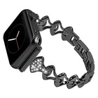 Sector Shape Diamond Metal Replacement Strap Watchband For Apple Watch Series, 7 41mm / 6 & SE & 5 & 4 40mm / 3 & 2 & 1 38mm, 7 45mm / 6 & SE & 5 & 4 44mm / 3 & 2 & 1 42mm - DealBuddy