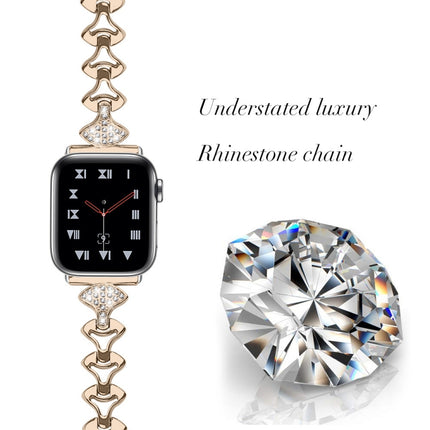 Sector Shape Diamond Metal Replacement Strap Watchband For Apple Watch Series, 7 41mm / 6 & SE & 5 & 4 40mm / 3 & 2 & 1 38mm, 7 45mm / 6 & SE & 5 & 4 44mm / 3 & 2 & 1 42mm - DealBuddy
