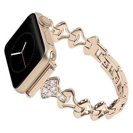Sector Shape Diamond Metal Replacement Strap Watchband For Apple Watch Series, 7 41mm / 6 & SE & 5 & 4 40mm / 3 & 2 & 1 38mm, 7 45mm / 6 & SE & 5 & 4 44mm / 3 & 2 & 1 42mm - DealBuddy