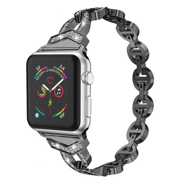 Diamond Stainless Steel Replacement Strap Watchband For Apple Watch Series, 7 41mm / 6 & SE & 5 & 4 40mm / 3 & 2 & 1 38mm, 7 45mm / 6 & SE & 5 & 4 44mm / 3 & 2 & 1 42mm - DealBuddy