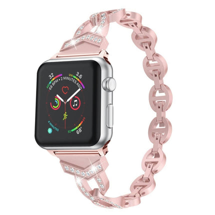 Diamond Stainless Steel Replacement Strap Watchband For Apple Watch Series, 7 41mm / 6 & SE & 5 & 4 40mm / 3 & 2 & 1 38mm, 7 45mm / 6 & SE & 5 & 4 44mm / 3 & 2 & 1 42mm - DealBuddy