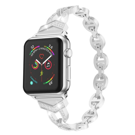 Diamond Stainless Steel Replacement Strap Watchband For Apple Watch Series, 7 41mm / 6 & SE & 5 & 4 40mm / 3 & 2 & 1 38mm, 7 45mm / 6 & SE & 5 & 4 44mm / 3 & 2 & 1 42mm - DealBuddy