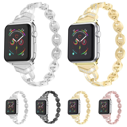 Diamond Stainless Steel Replacement Strap Watchband For Apple Watch Series, 7 41mm / 6 & SE & 5 & 4 40mm / 3 & 2 & 1 38mm, 7 45mm / 6 & SE & 5 & 4 44mm / 3 & 2 & 1 42mm - DealBuddy