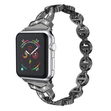 Diamond Stainless Steel Replacement Strap Watchband For Apple Watch Series, 7 41mm / 6 & SE & 5 & 4 40mm / 3 & 2 & 1 38mm, 7 45mm / 6 & SE & 5 & 4 44mm / 3 & 2 & 1 42mm - DealBuddy