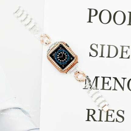 Transparent Cowboy Chain Replacement Strap Watchband For Apple Watch Series, 7 41mm / 6 & SE & 5 & 4 40mm / 3 & 2 & 1 38mm, 7 45mm / 6 & SE & 5 & 4 44mm / 3 & 2 & 1 42mm - DealBuddy