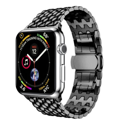 Fish-scale Texture Metal Replacement Strap Watchband For Apple Watch Series, 7 41mm / 6 & SE & 5 & 4 40mm / 3 & 2 & 1 38mm, 7 45mm / 6 & SE & 5 & 4 44mm / 3 & 2 & 1 42mm - DealBuddy