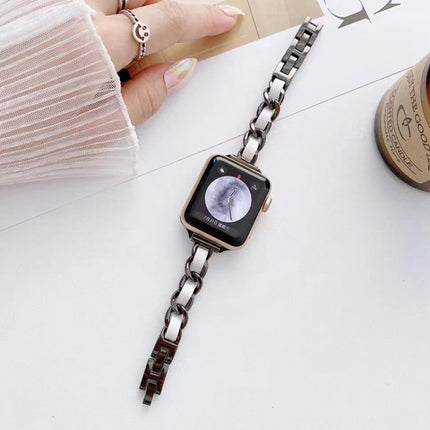 Single Row Metal Replacement Strap Watchband For Apple Watch Series, 7 41mm / 6 & SE & 5 & 4 40mm / 3 & 2 & 1 38mm, 7 45mm / 6 & SE & 5 & 4 44mm / 3 & 2 & 1 42mm - DealBuddy