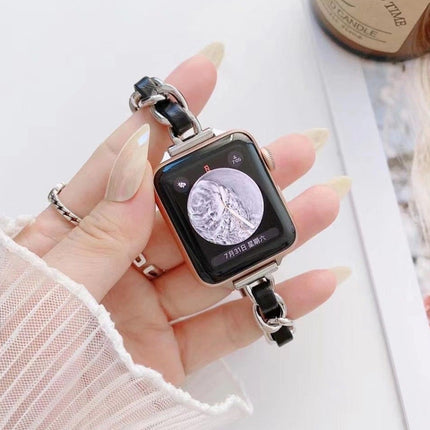 Single Row Metal Replacement Strap Watchband For Apple Watch Series, 7 41mm / 6 & SE & 5 & 4 40mm / 3 & 2 & 1 38mm, 7 45mm / 6 & SE & 5 & 4 44mm / 3 & 2 & 1 42mm - DealBuddy