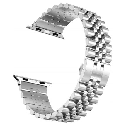 Women Five Beads Stainless Steel Replacement Watchband Width: 20mm  For Apple Watch Series, 7 45mm / 6 & SE & 5 & 4 44mm / 3 & 2 & 1 42mm, 7 41mm / 6 & SE & 5 & 4 40mm / 3 & 2 & 1 38mm - DealBuddy