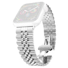Women Five Beads Stainless Steel Replacement Watchband Width: 20mm  For Apple Watch Series, 7 45mm / 6 & SE & 5 & 4 44mm / 3 & 2 & 1 42mm, 7 41mm / 6 & SE & 5 & 4 40mm / 3 & 2 & 1 38mm - DealBuddy