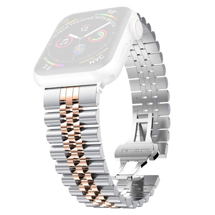 Women Five Beads Stainless Steel Replacement Watchband Width: 20mm  For Apple Watch Series, 7 45mm / 6 & SE & 5 & 4 44mm / 3 & 2 & 1 42mm, 7 41mm / 6 & SE & 5 & 4 40mm / 3 & 2 & 1 38mm - DealBuddy