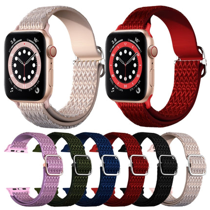 Adjustable Rhombic Texture Elastic Replacement Strap Watchband For Apple Watch Series, 7 41mm / 6 & SE & 5 & 4 40mm / 3 & 2 & 1 38mm, 7 45mm / 6 & SE & 5 & 4 44mm / 3 & 2 & 1 42mm - DealBuddy