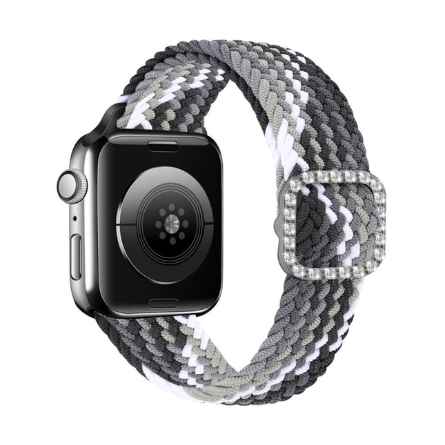 Adjustable Nylon Braided Elasticity Diamond Buckle Replacement Strap Watchband For Apple Watch Series, 7 & 6 & SE & 5 & 4 40mm/3 & 2 & 1 38mm, 7 & 6 & SE & 5 & 4 44mm/3 & 2 & 1 42mm - DealBuddy