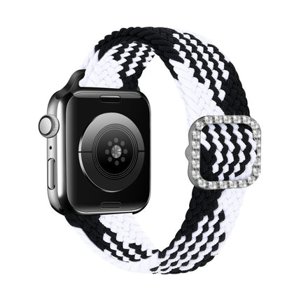 Adjustable Nylon Braided Elasticity Diamond Buckle Replacement Strap Watchband For Apple Watch Series, 7 & 6 & SE & 5 & 4 40mm/3 & 2 & 1 38mm, 7 & 6 & SE & 5 & 4 44mm/3 & 2 & 1 42mm - DealBuddy