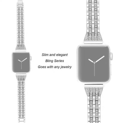 Double Row Diamond Alloy Watchband - DealBuddy
