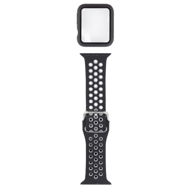 Silicone Replacement Strap Watchband + Protective Case with Screen Protector Set For Apple Watch Series
