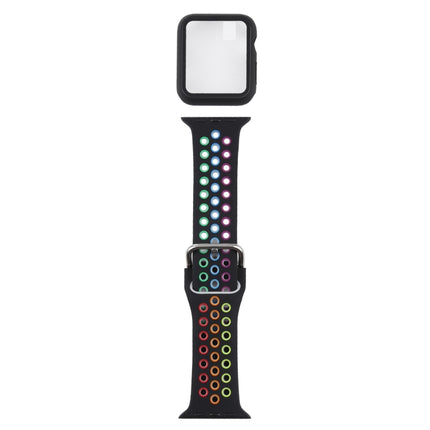 Silicone Replacement Strap Watchband + Protective Case with Screen Protector Set For Apple Watch Series