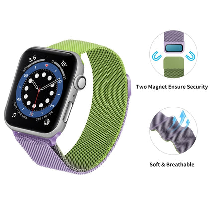 Gradient Color Milan Replacement Strap Watchband For Apple Watch Series, 7 41mm/6&SE&5&4 40mm/3&2&1 38mm, 7 45mm/6&SE&5&4 44mm/3&2&1 42mm - DealBuddy