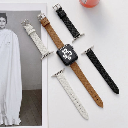 Checkered Leather Replacement Strap Watchband For Apple Watch Series - DealBuddy