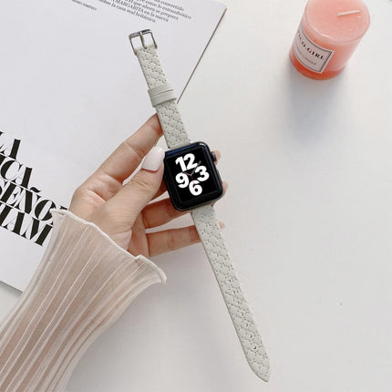 Checkered Leather Replacement Strap Watchband For Apple Watch Series, 7 41mm/6&SE&5&4 40mm/3&2&1 38mm, 7 45mm/6&SE&5&4 44mm/3&2&1 42mm - DealBuddy