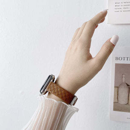 Checkered Leather Replacement Strap Watchband For Apple Watch Series - DealBuddy