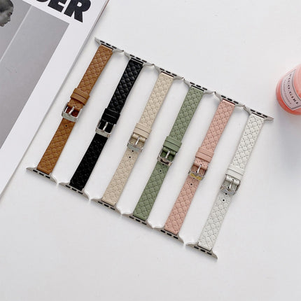 Checkered Leather Replacement Strap Watchband For Apple Watch Series, 7 41mm/6&SE&5&4 40mm/3&2&1 38mm, 7 45mm/6&SE&5&4 44mm/3&2&1 42mm - DealBuddy