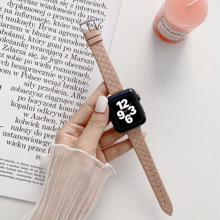 Checkered Leather Replacement Strap Watchband For Apple Watch Series - DealBuddy