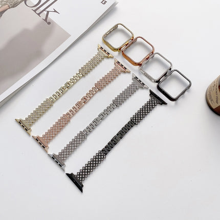 Rhombus Full Diamond Metal Replacement Wrist Strap Watchband + Case For Apple Watch Series, For Apple Watch Series 6 / 5 / 4 / Watch SE 40mm, For Apple Watch Series 6 / 5 / 4 / Watch SE 44mm, 3 & 2 & 1 42mm, 3 & 2 & 1 38mm - DealBuddy